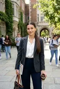 Sleek low ponytail look for college girls
