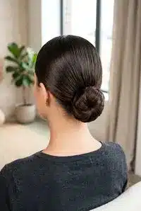 Sleek low bun variation for school