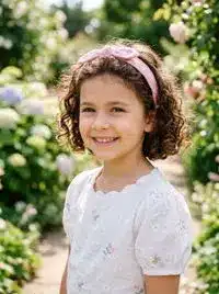 Short curly bob with headband for school