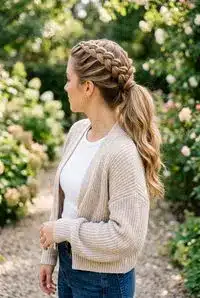 Dutch braid ponytail variation for busy mornings