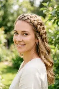 Side Dutch braid hairstyle for school