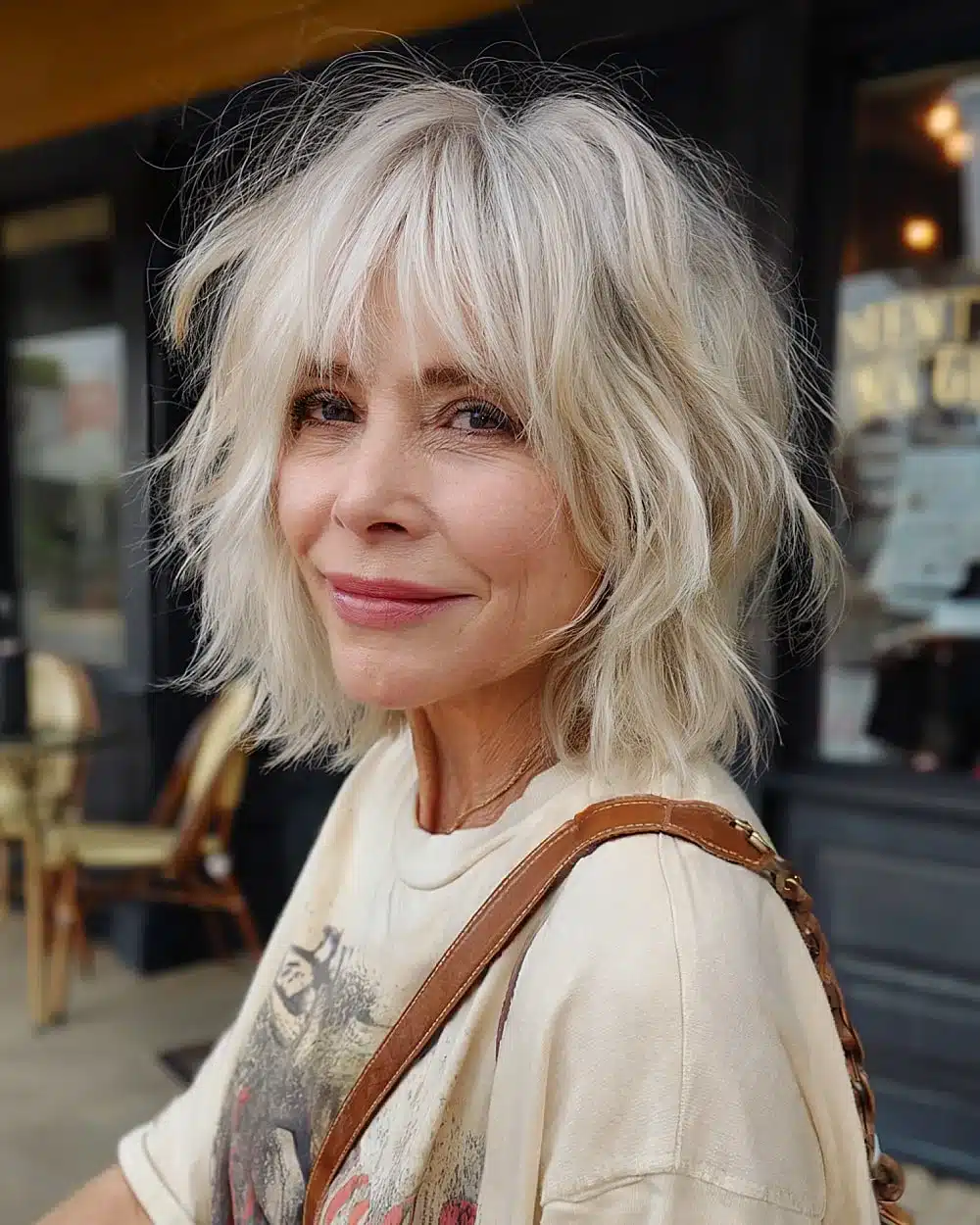90s-inspired shaggy haircut with feathered layers and wispy bangs for older women, featuring 20+ youthful shaggy hairstyles women over 50 are wearing in 2026