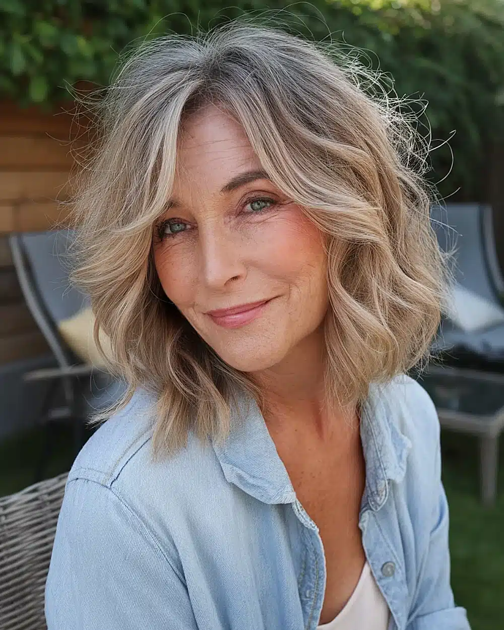 Low-maintenance shaggy lob haircut with soft layers and natural waves for women over 50, showcasing 20+ youthful shaggy hairstyles women over 50 are wearing in 2026