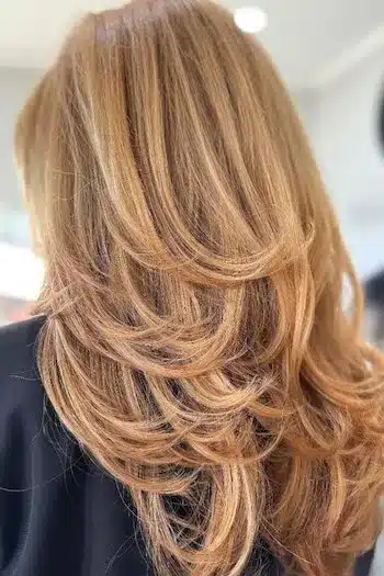 31 Butterfly Haircut Ideas For The Perfect Layered Hairstyle 11 Brown butterfly haircut with blonde highlights and multi-dimensional layers