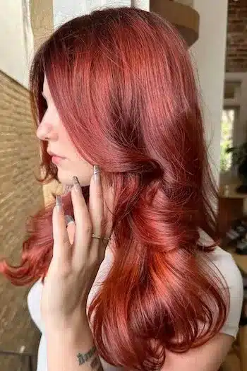 31 Butterfly Haircut Ideas For The Perfect Layered Hairstyle 5 Fiery red butterfly haircut with bold color and dynamic layers