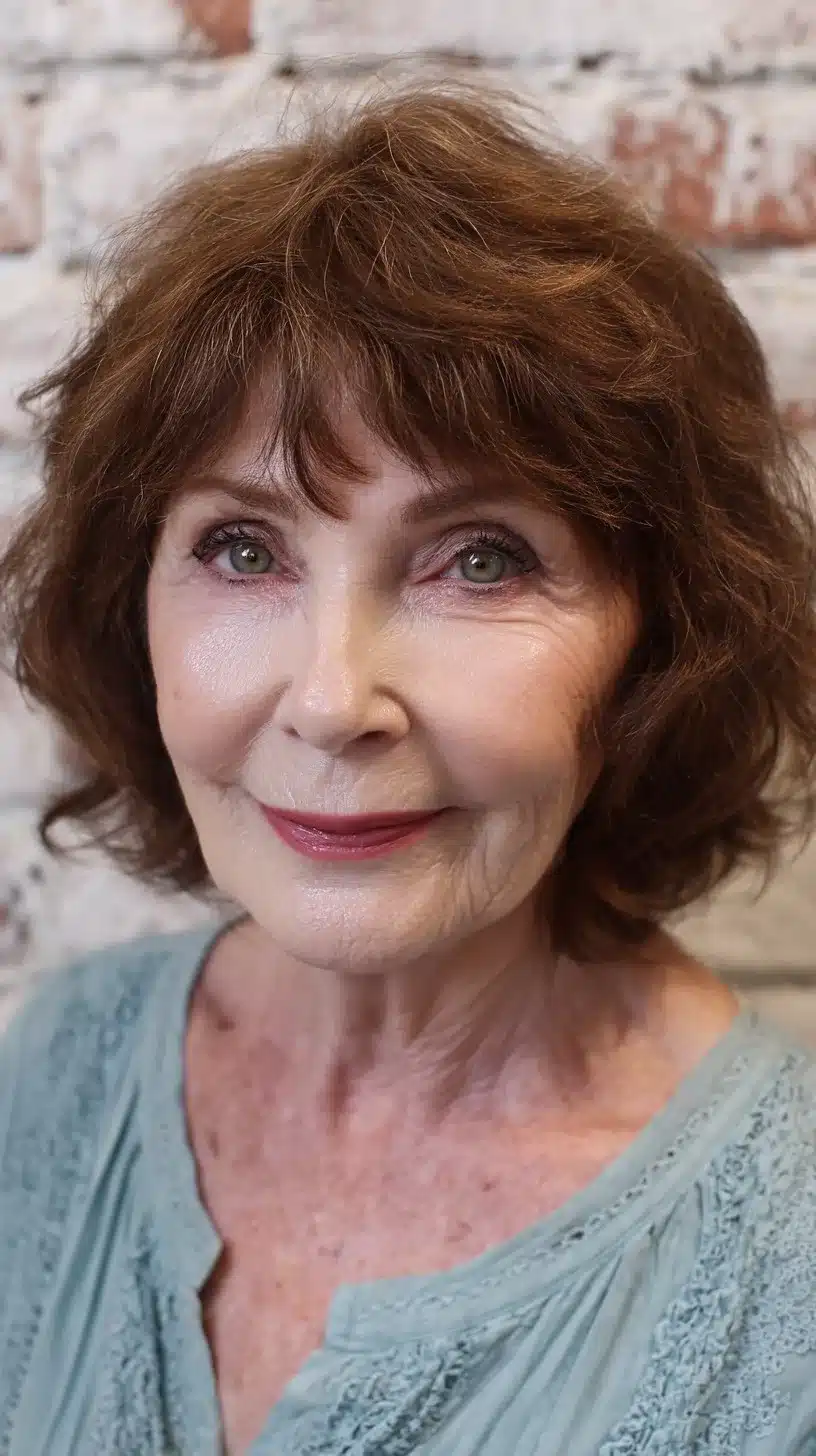 Sophisticated auburn waves for mature thin hair, part of 50 pretty shag haircuts for thin hair women over 70 swear make them look younger