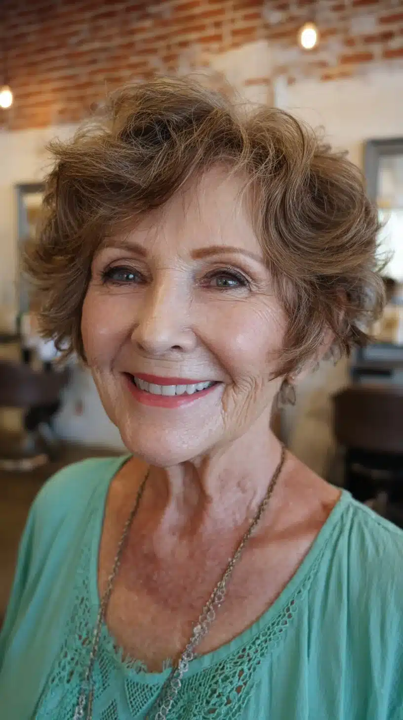 Elegant cinnamon-spice curled shag for women over 70, part of 50 pretty shag haircuts for thin hair women over 70 swear make them look younger