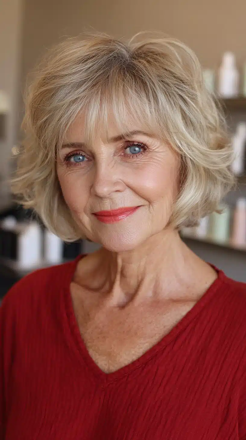 Soft textured bob for graceful aging, part of 50 pretty shag haircuts for thin hair women over 70 swear make them look younger