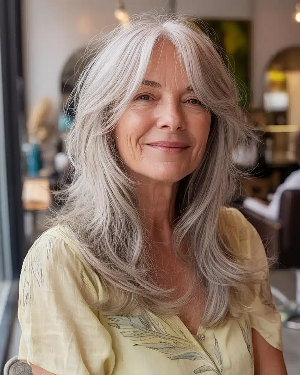 Long layered shag with wispy ends for aging hair, one of 50 pretty shag haircuts for thin hair women over 70 swear make them look younger