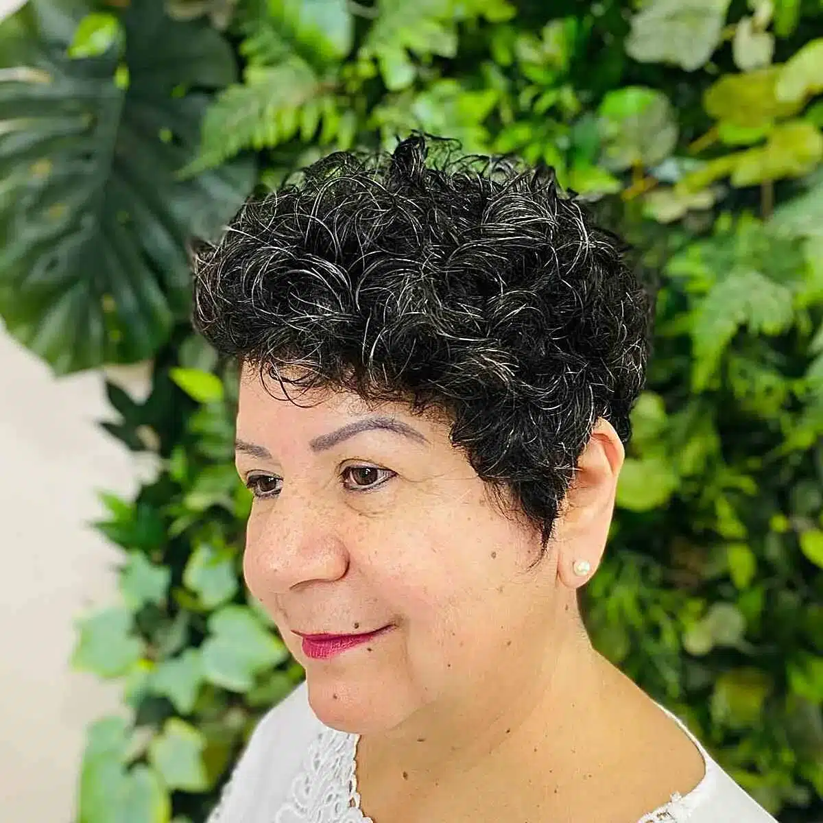 51 Cutest Wash and Wear Haircuts for Women Over 50 9 Wash-and-wear dark curly pixie for women over 50