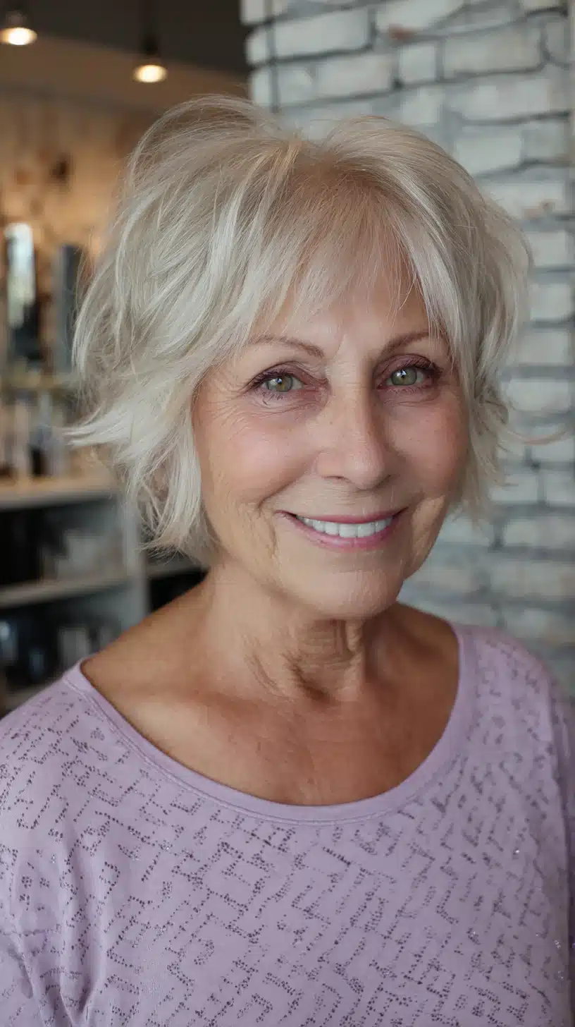 Layered silver shag with soft texture