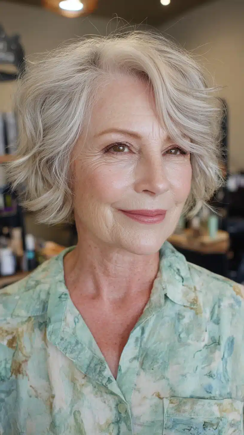 Softly layered shaggy cut for mature women