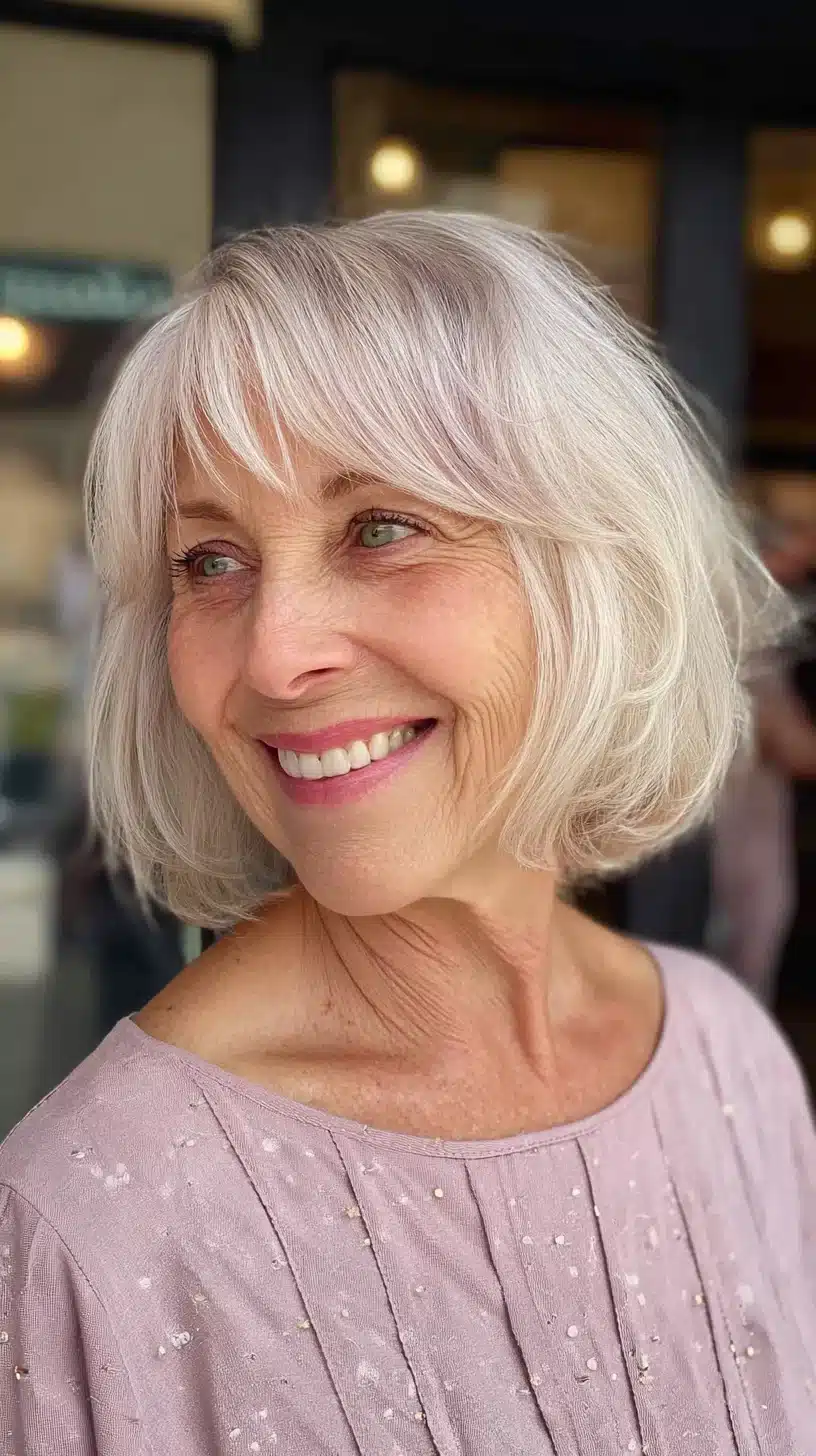 Softly textured bob with subtle bangs