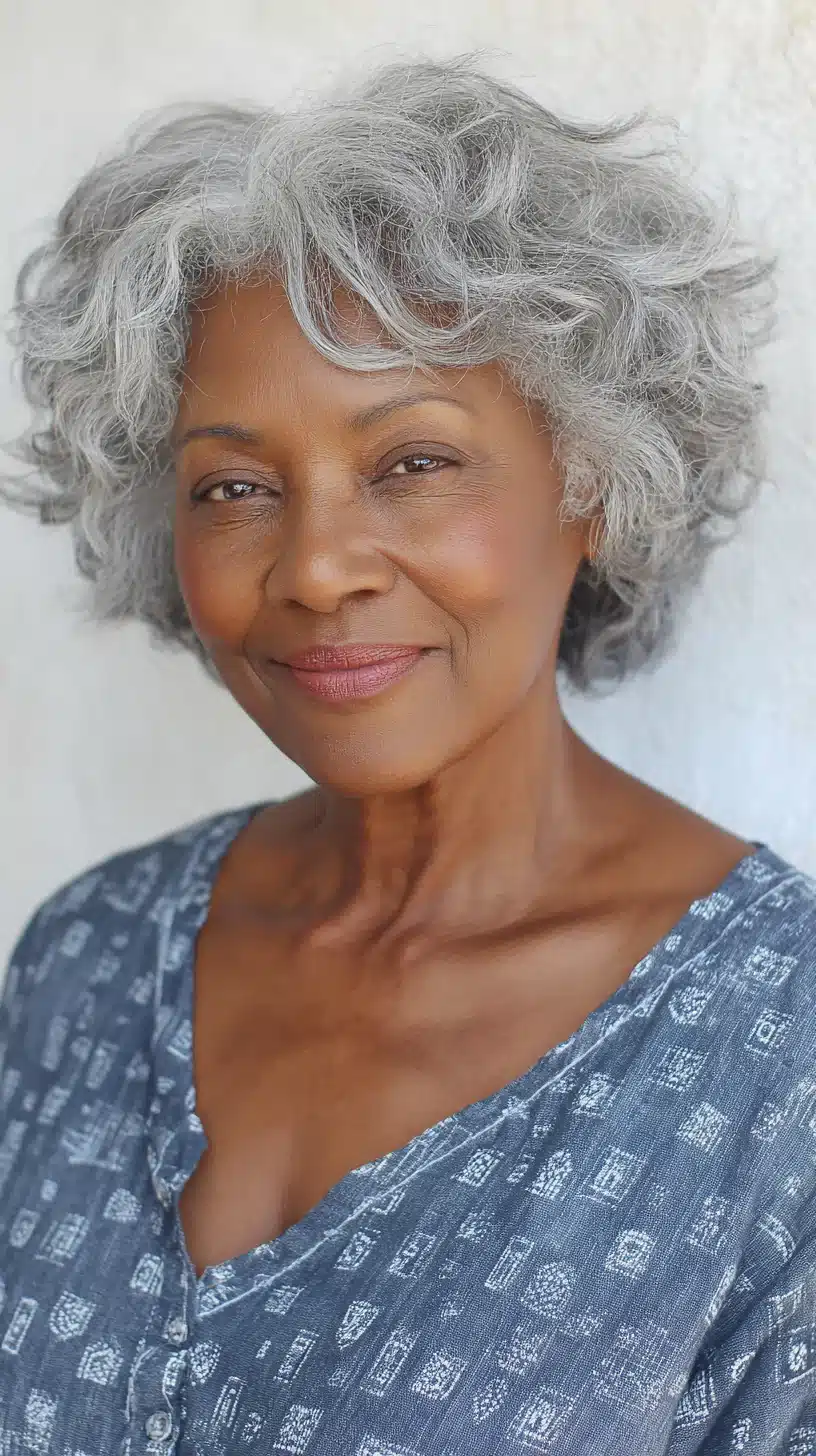 Textured short shag with defined curls
