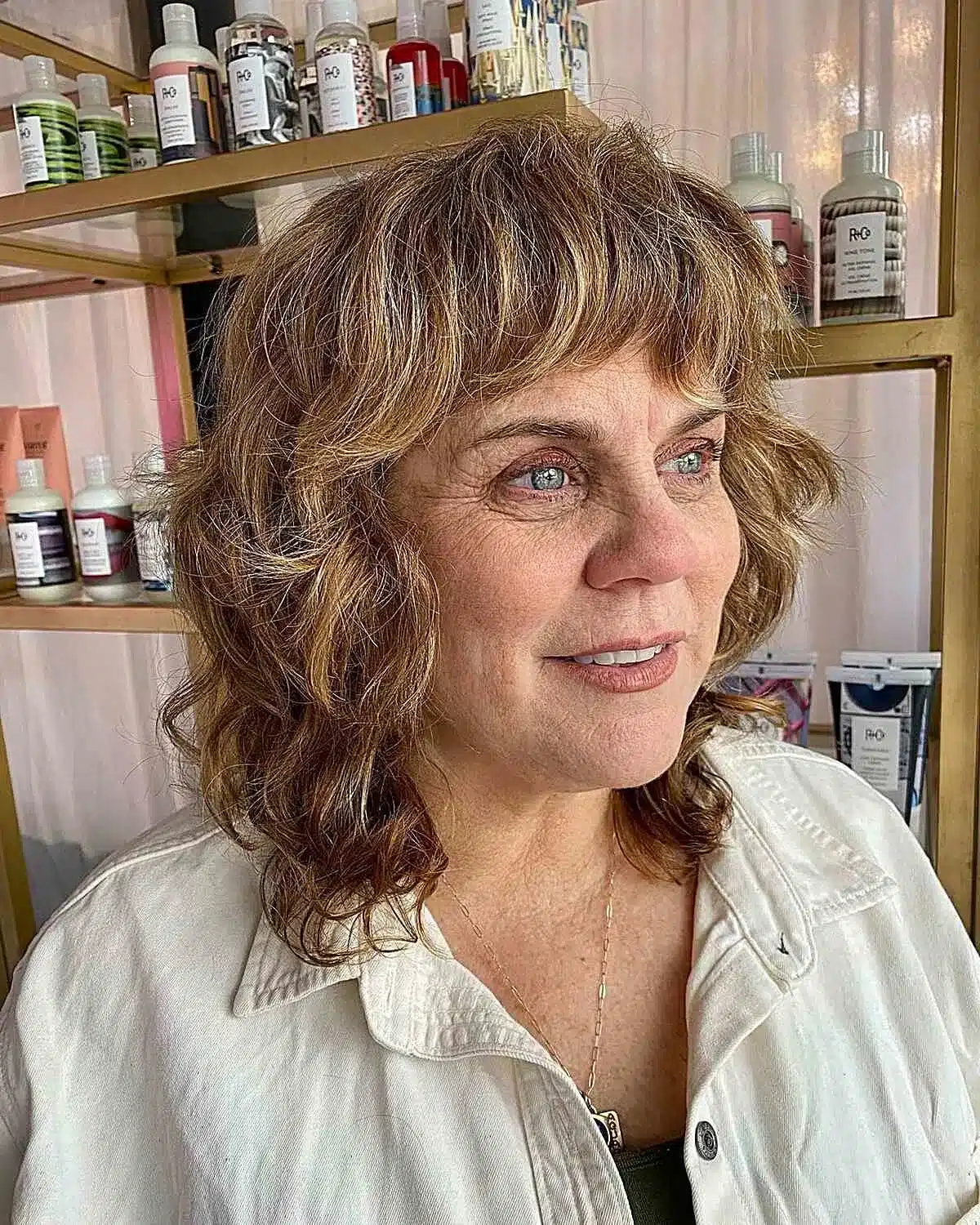 51 Modern Medium Shaggy Hairstyles Women Over 60 Can Pull Off 30 Mid-length layered wavy shag style with wavy bangs for women over 60 from 51 Modern Medium Shaggy Hairstyles Women Over 60 Can Pull Off