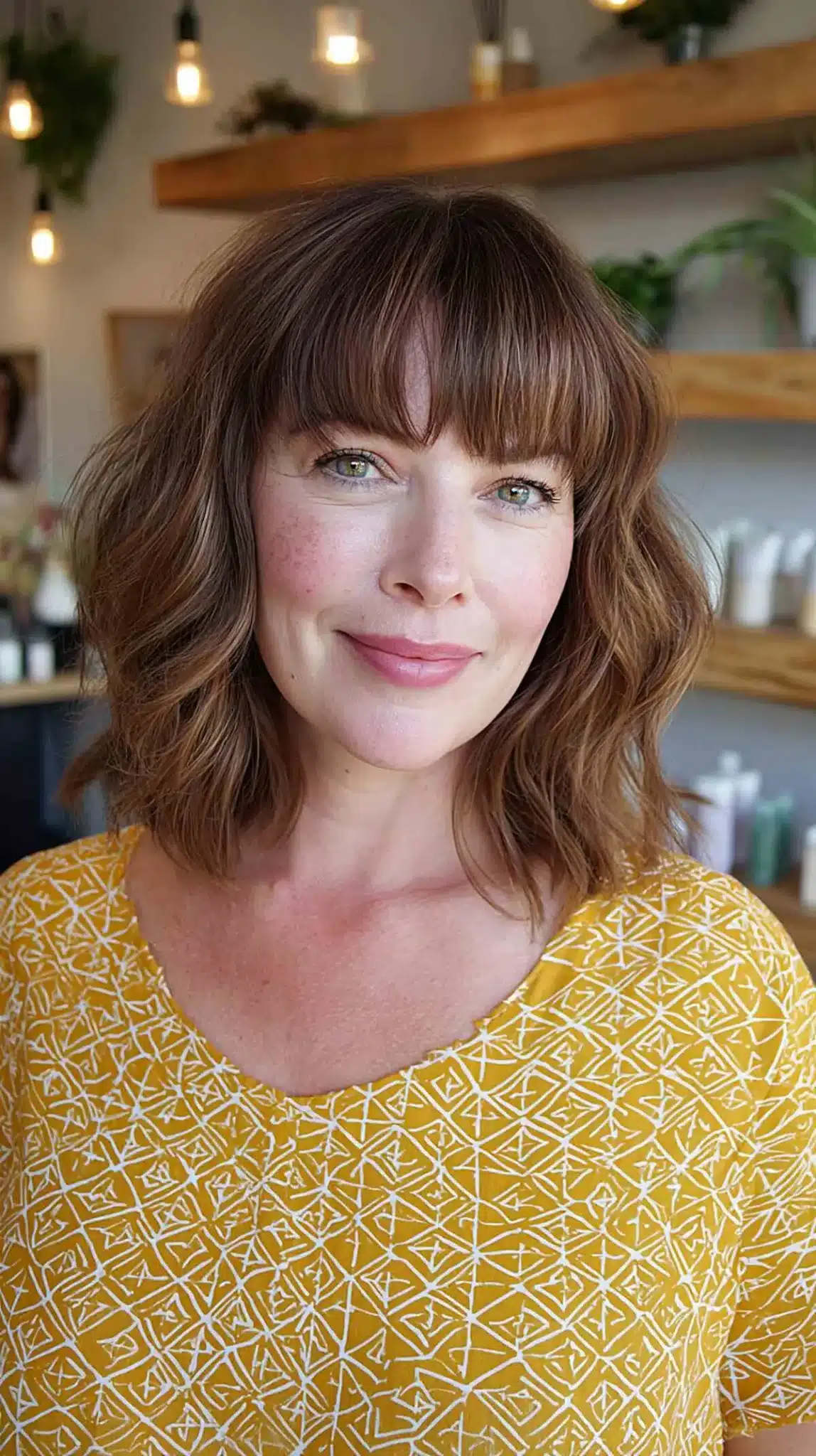51 Modern Medium Shaggy Hairstyles Women Over 60 Can Pull Off 2 Shaggy textured bob with soft bangs featured in 51 Modern Medium Shaggy Hairstyles Women Over 60 Can Pull Off