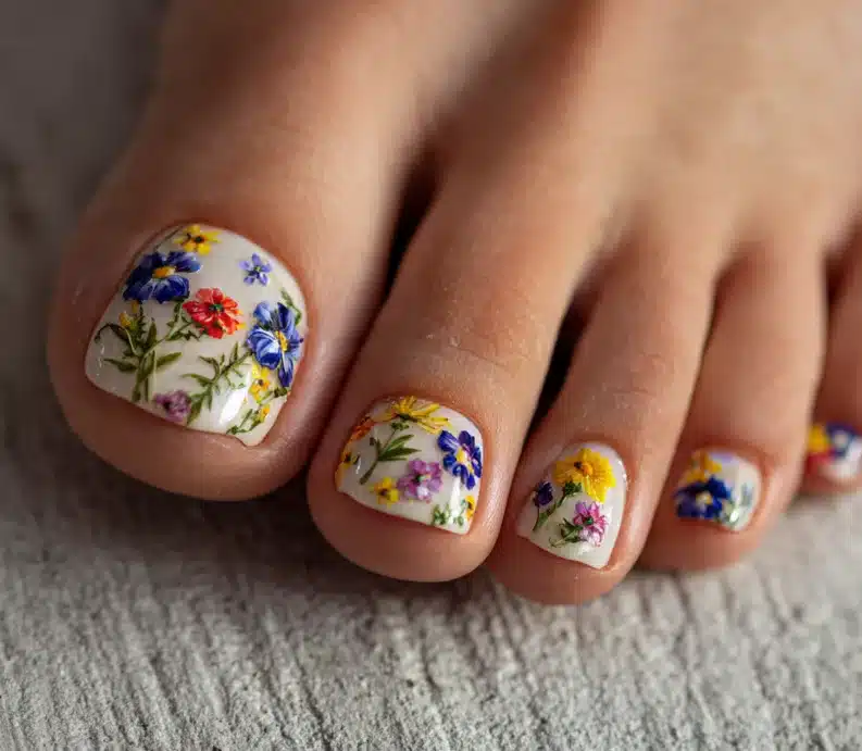 15 Ultra Pretty Flower Toe Nails You’ll Love Instantly 11 flower toe nails