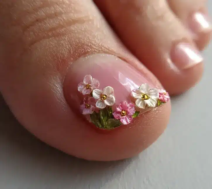 15 Ultra Pretty Flower Toe Nails You’ll Love Instantly 12 flower toe nails