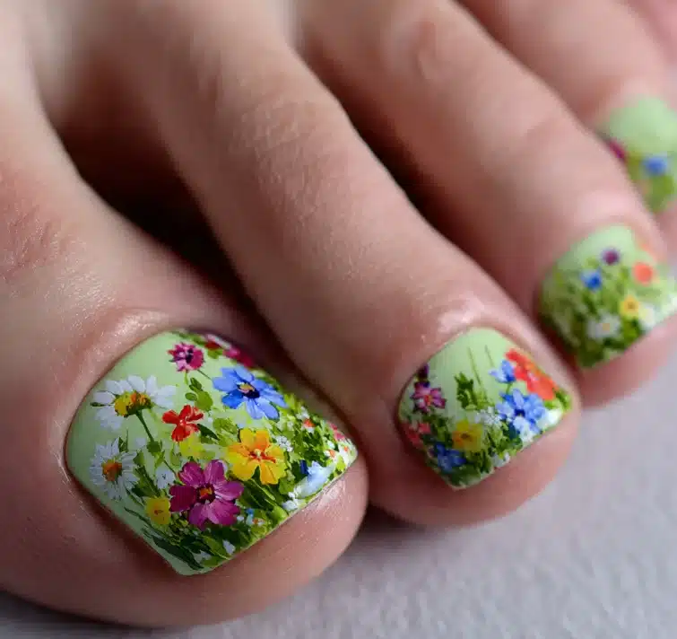 15 Ultra Pretty Flower Toe Nails You’ll Love Instantly 16 flower toe nails