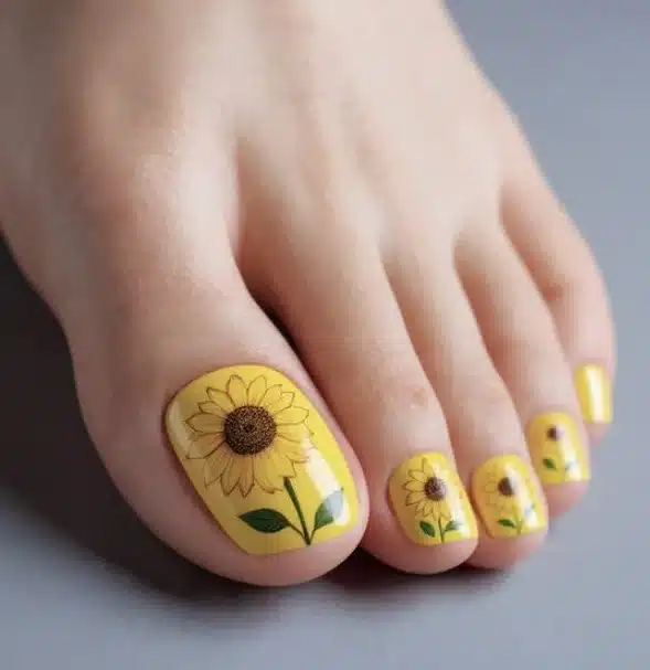 15 Ultra Pretty Flower Toe Nails You’ll Love Instantly 6 flower toe nails