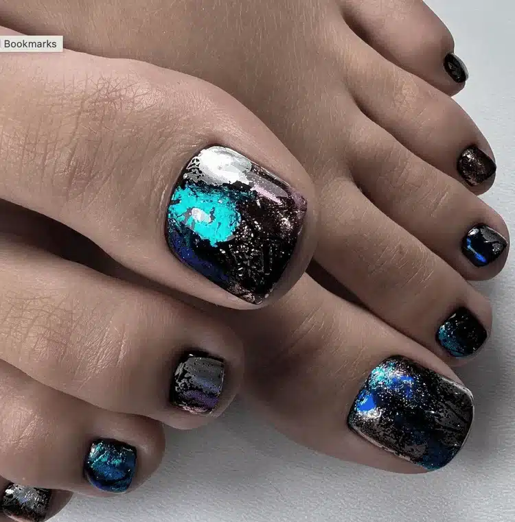 39 Cute Pedicure Ideas for Every Season 7 Outer space inspired pedicure